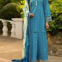 Lawn Blue Unstitched Suit - Almirah