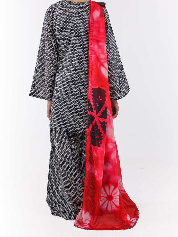 Lawn Black White Unstitched Suit - Almirah