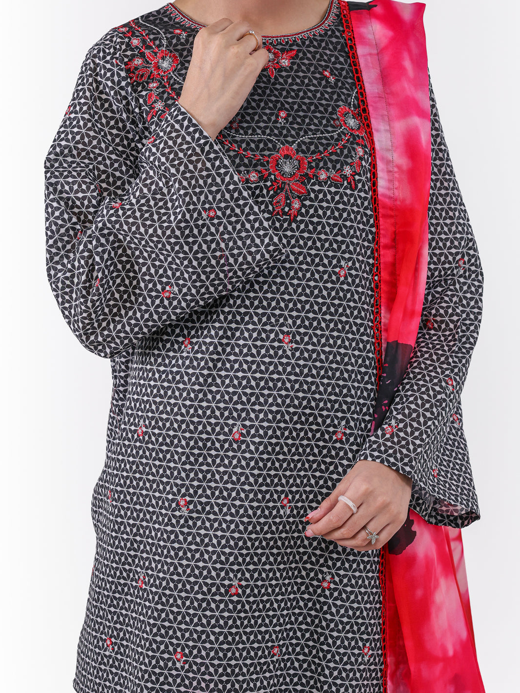 Lawn Black White Unstitched Suit - Almirah