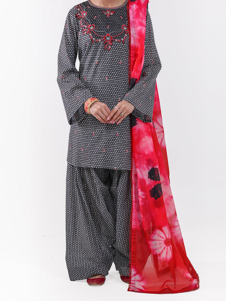 Lawn Black White Unstitched Suit - Almirah