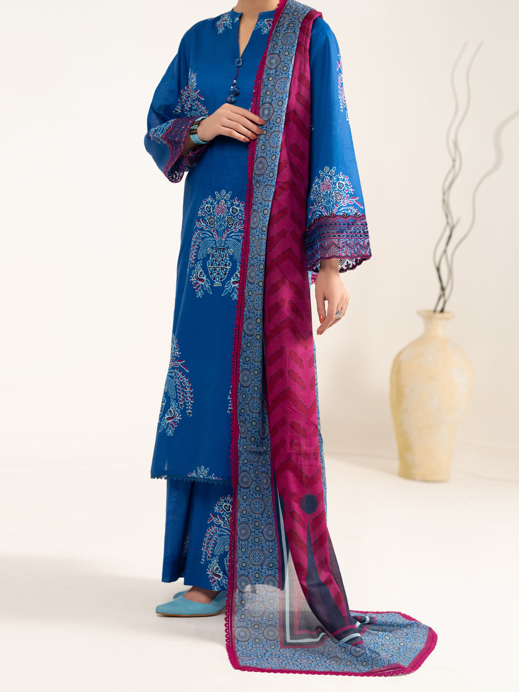 Lawn Blue Unstitched Suit - Almirah
