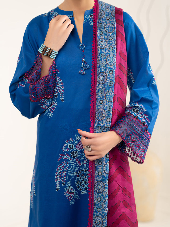 Lawn Blue Unstitched Suit - Almirah