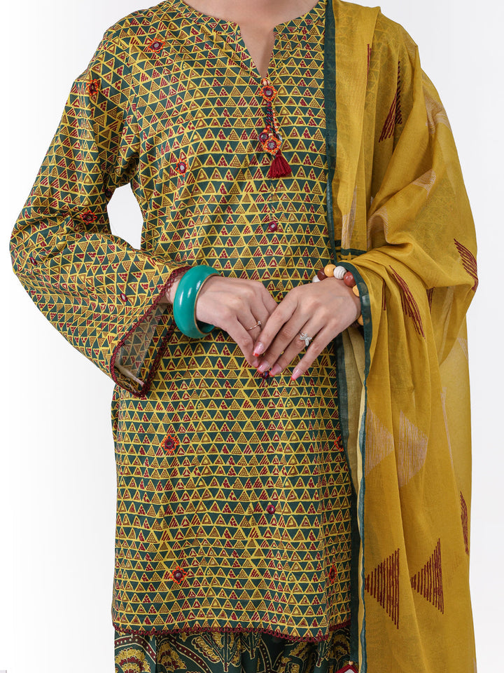 Lawn Green Unstitched Suit - Almirah