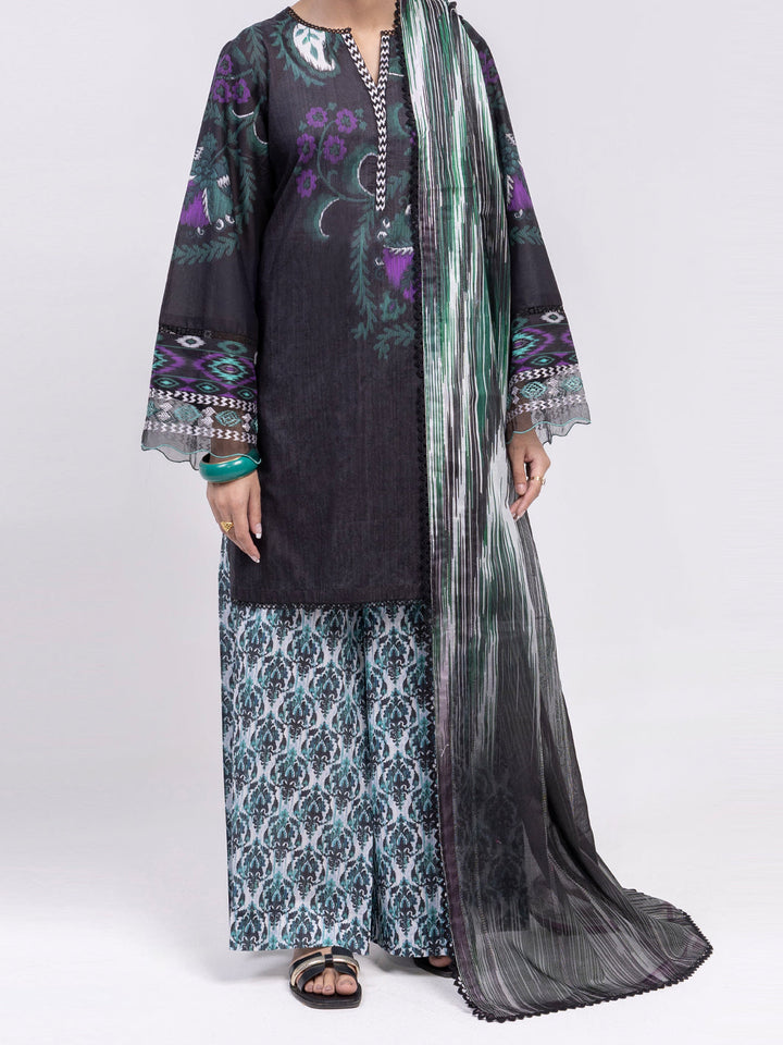 Lawn Black Unstitched Suit - Almirah
