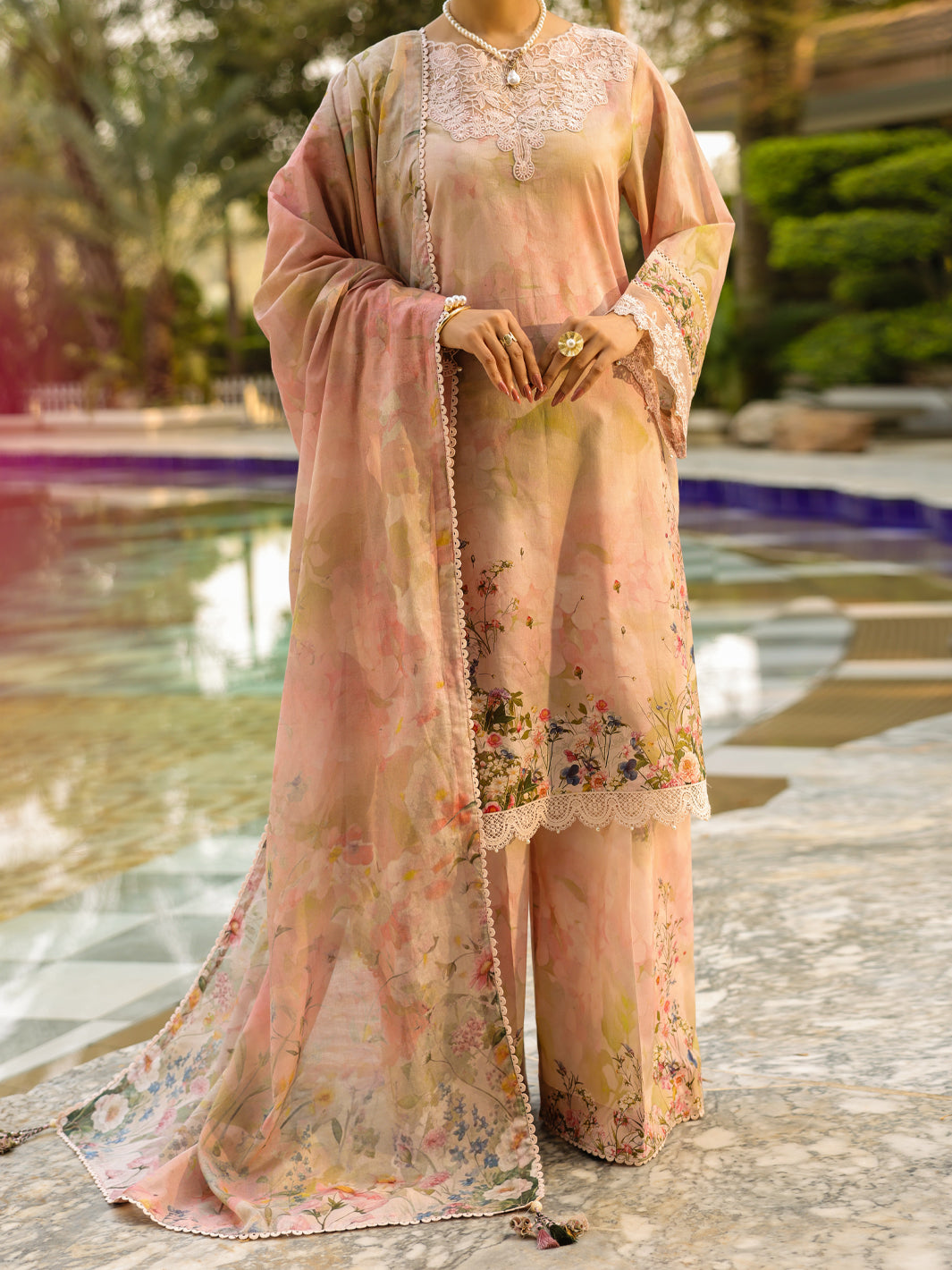 Lawn Light Pink Unstitched Suit - Almirah