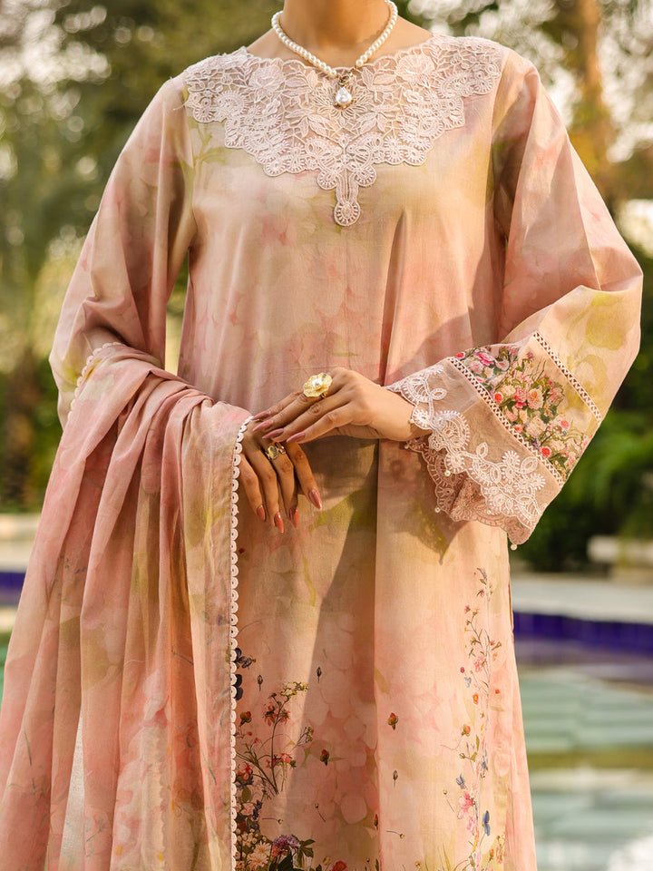 Lawn Light Pink Unstitched Suit - Almirah