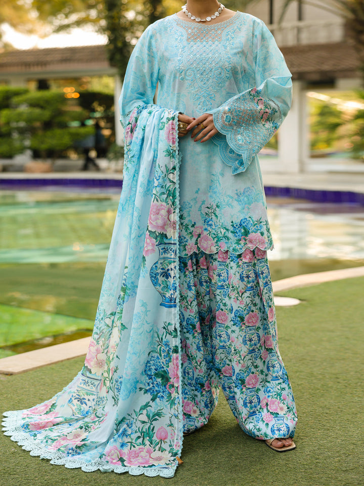 Lawn Blue Unstitched Suit - Almirah