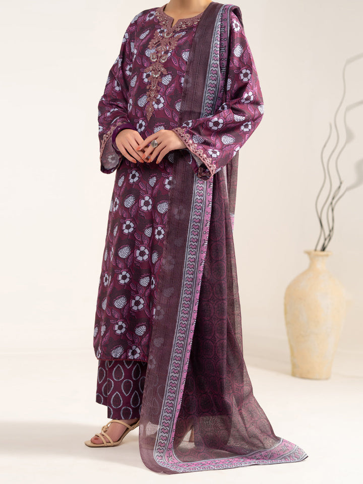 Raw Silk Maroon Unstitched Suit - Almirah