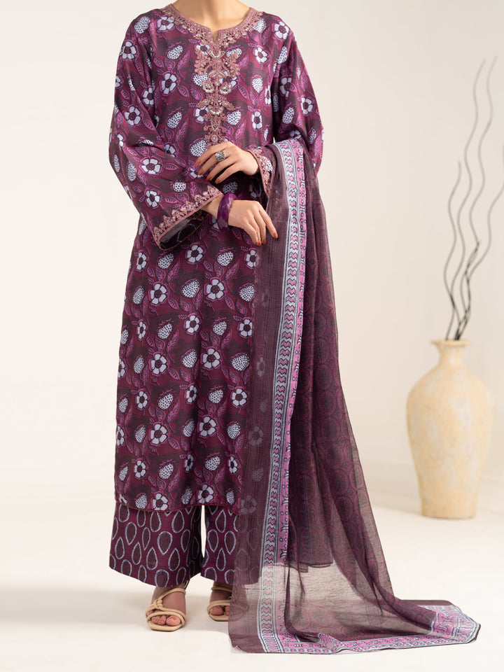 Raw Silk Maroon Unstitched Suit - Almirah