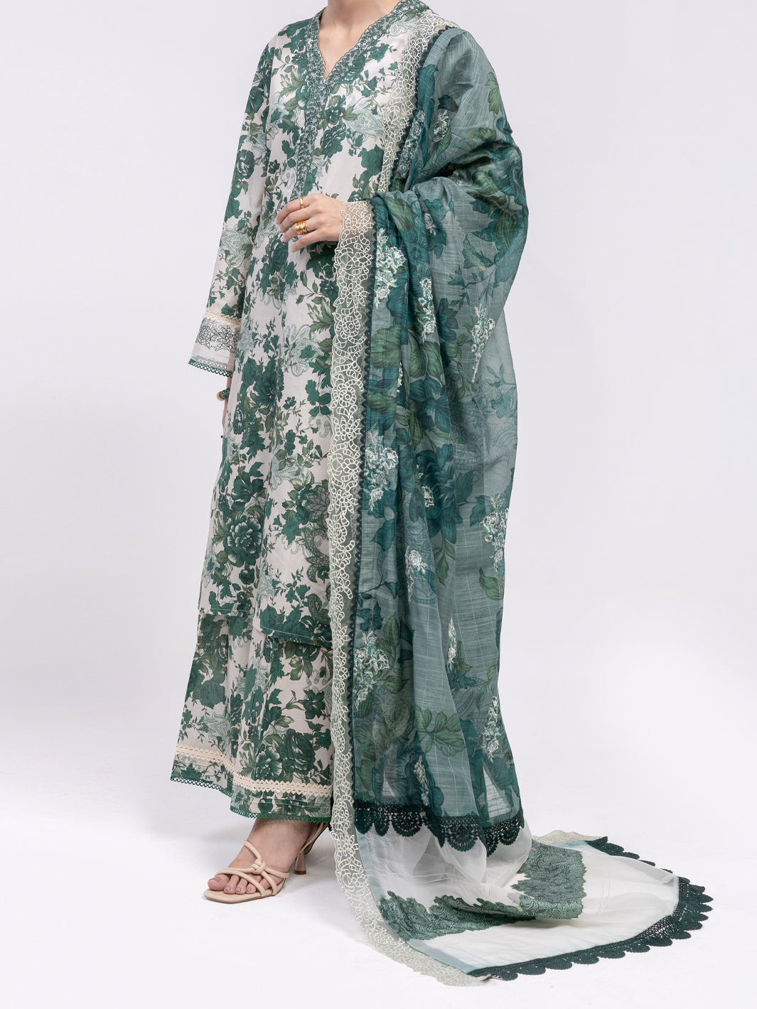 Lawn Green Unstitched Suit - Almirah