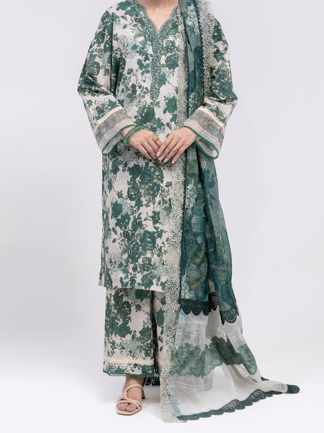Lawn Green Unstitched Suit - Almirah