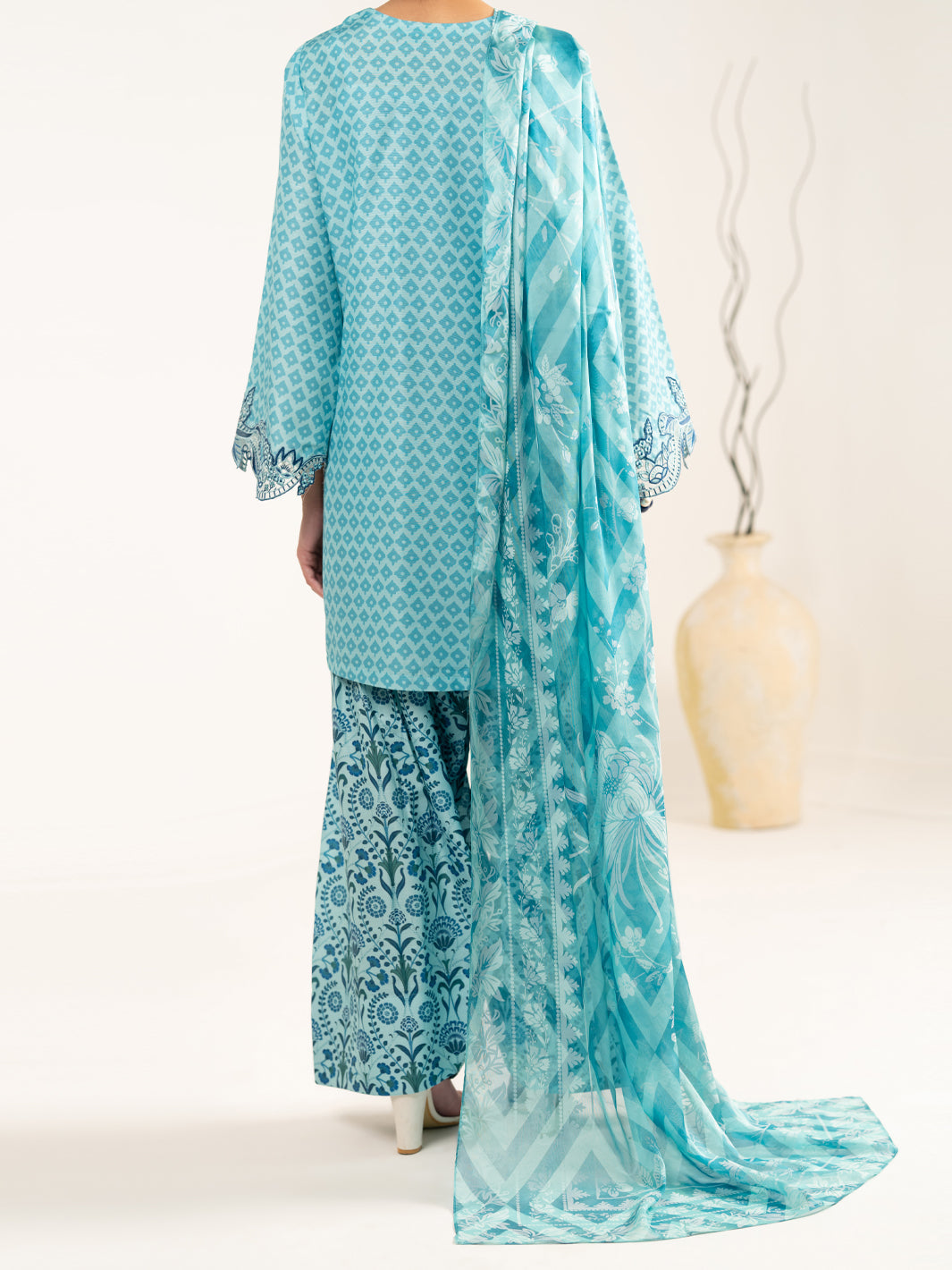 Raw Silk Aqua Blue Unstitched Suit - Almirah