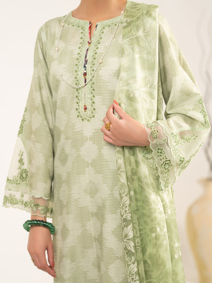 Raw Silk Green Unstitched Suit - Almirah