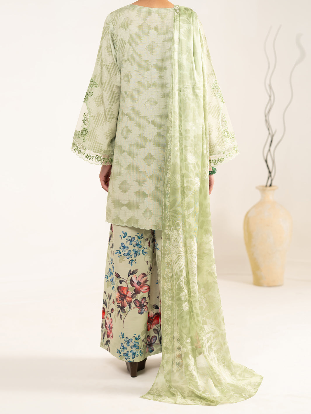 Raw Silk Green Unstitched Suit - Almirah