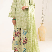 Raw Silk Green Unstitched Suit - Almirah