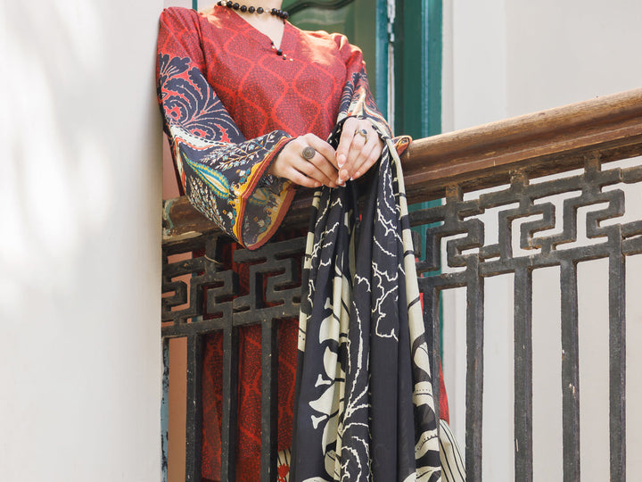 Lawn Maroon Stitched Suit - Almirah