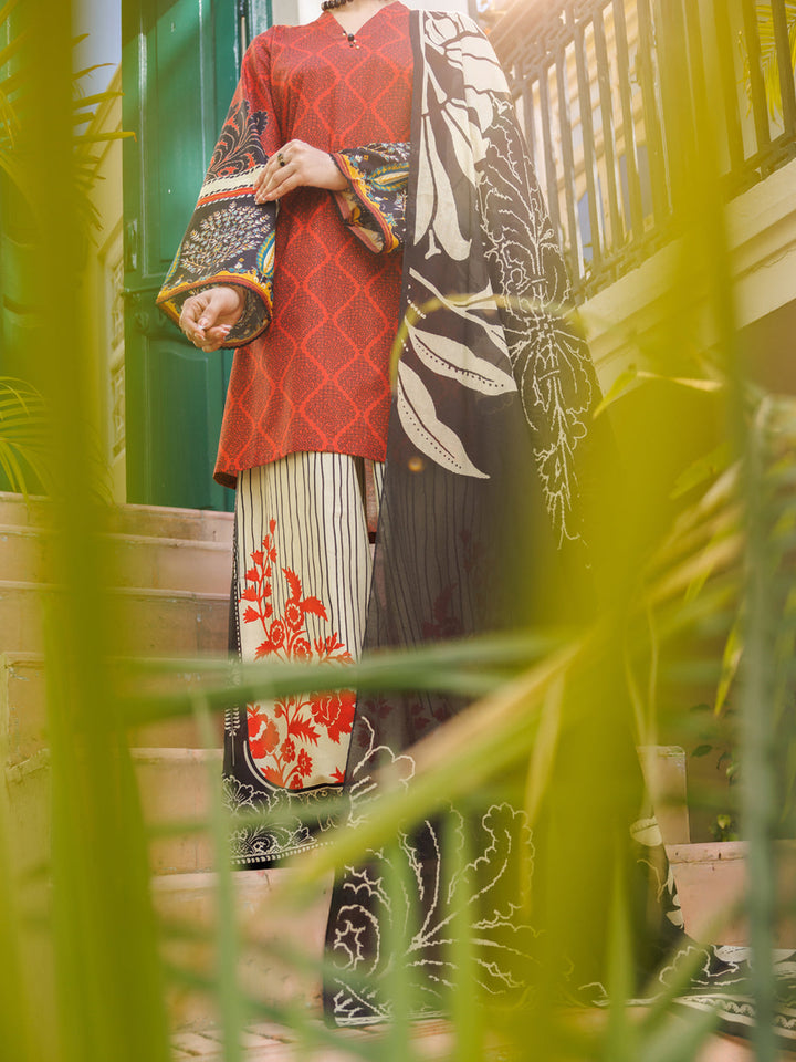 Lawn Maroon Stitched Suit - Almirah