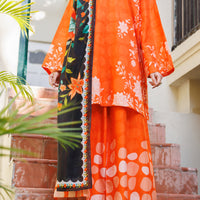 Lawn Orange Stitched Suit - Almirah