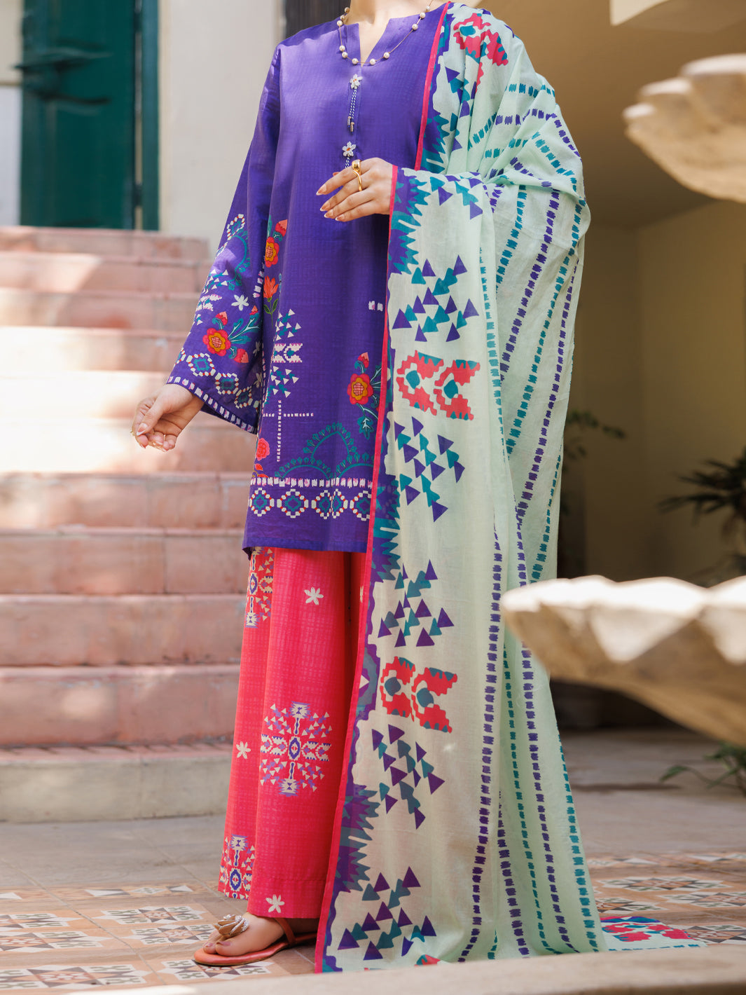 Lawn Purple Stitched Suit - Almirah