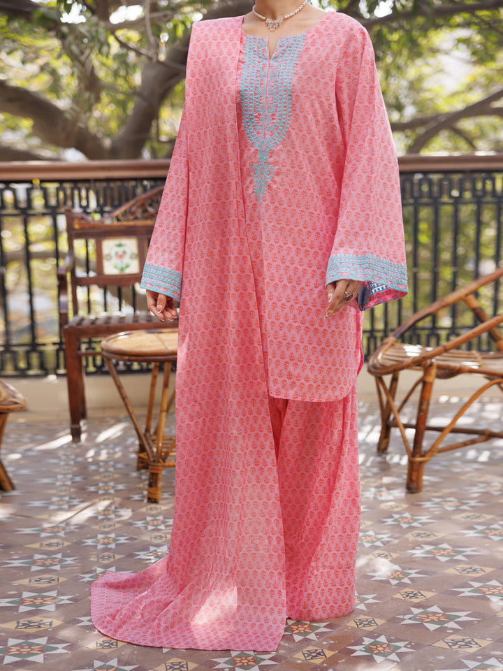 Lawn Pink Stitched Suit - Almirah