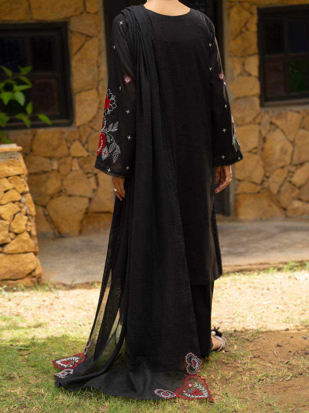 Cotton Black Stitched Suit - Almirah