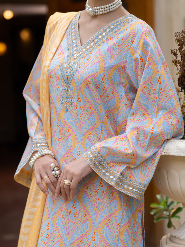 Cotton Multicolor Stitched Suit - Almirah