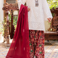 Cotton White Stitched Suit - Almirah