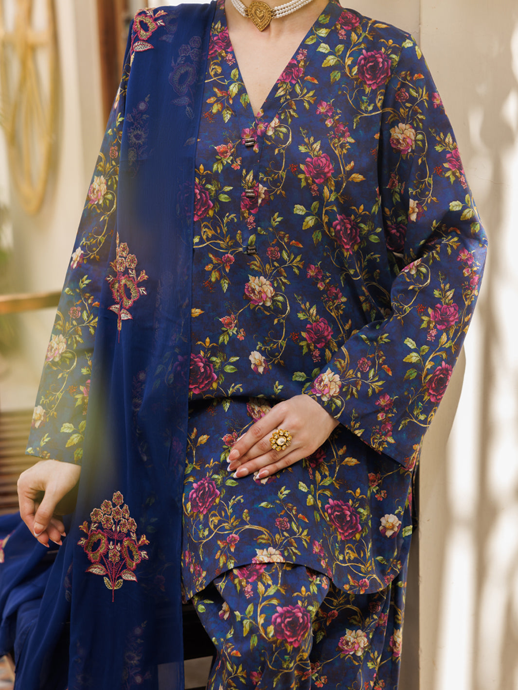 Lawn Blue Stitched Suit - Almirah