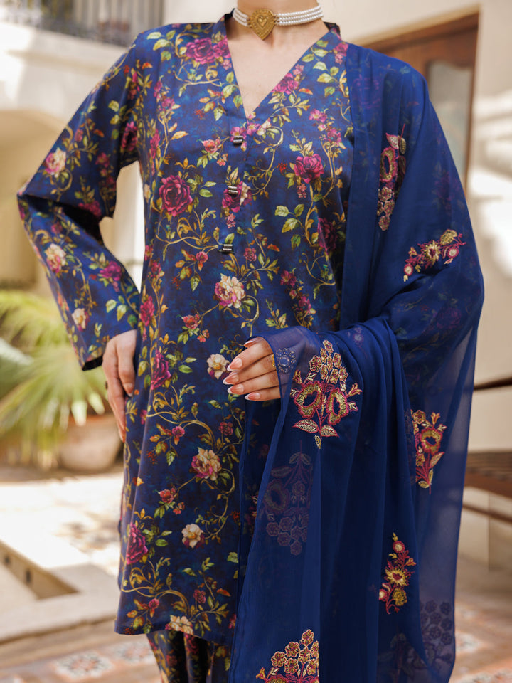 Lawn Blue Stitched Suit - Almirah