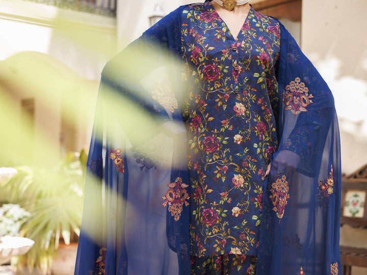 Lawn Blue Stitched Suit - Almirah