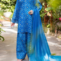 Lawn Blue Stitched Suit - Almirah