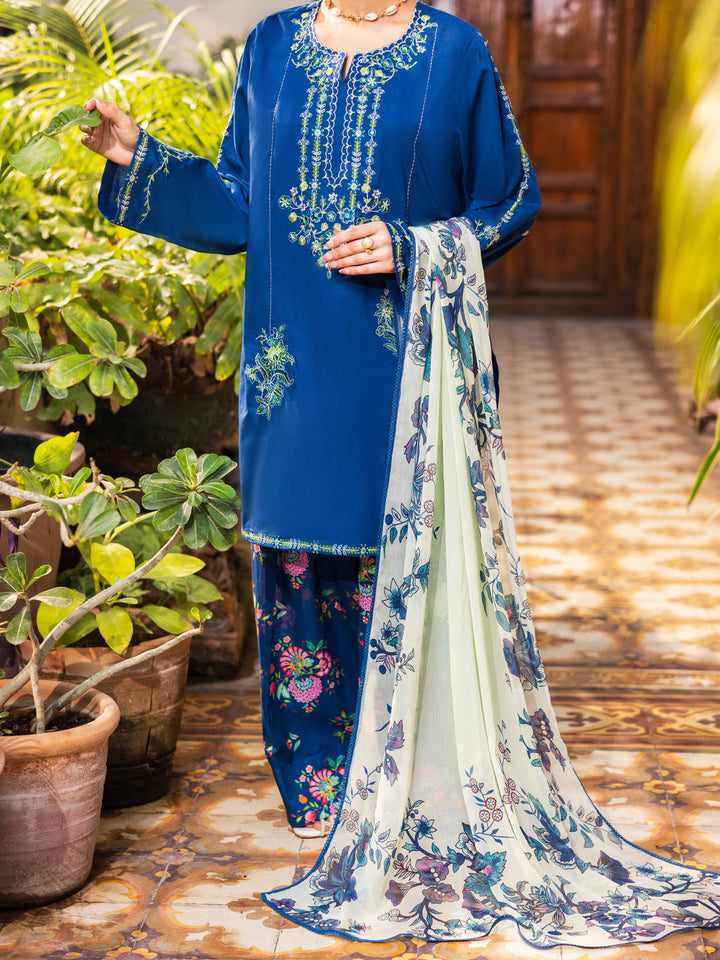 Cotton Blue Stitched Suit - Almirah
