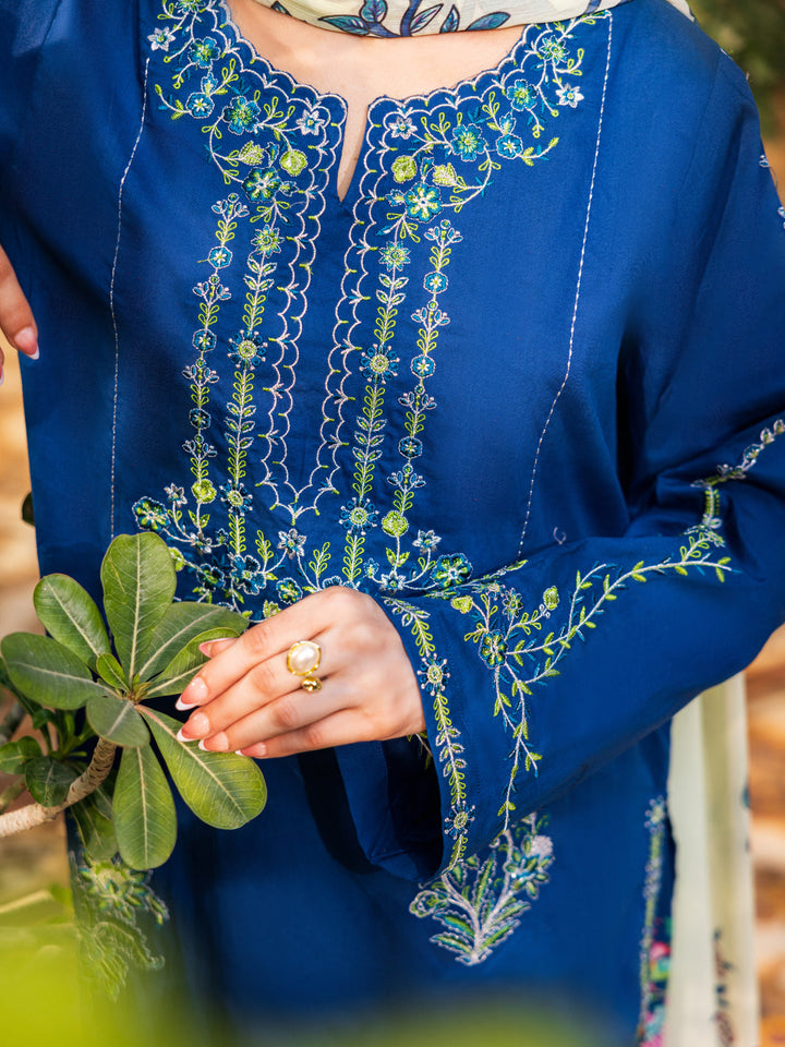 Cotton Blue Stitched Suit - Almirah