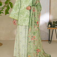 Swiss Jacquard Green Stitched Suit - Almirah
