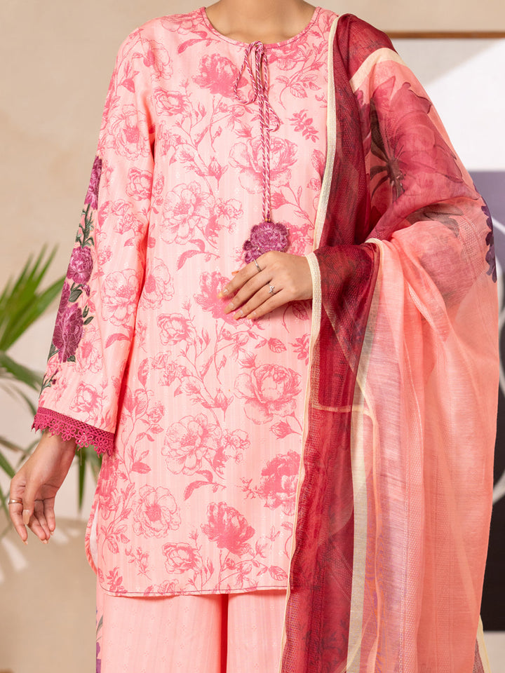 Swiss Jacquard Pink Stitched Suit - Almirah