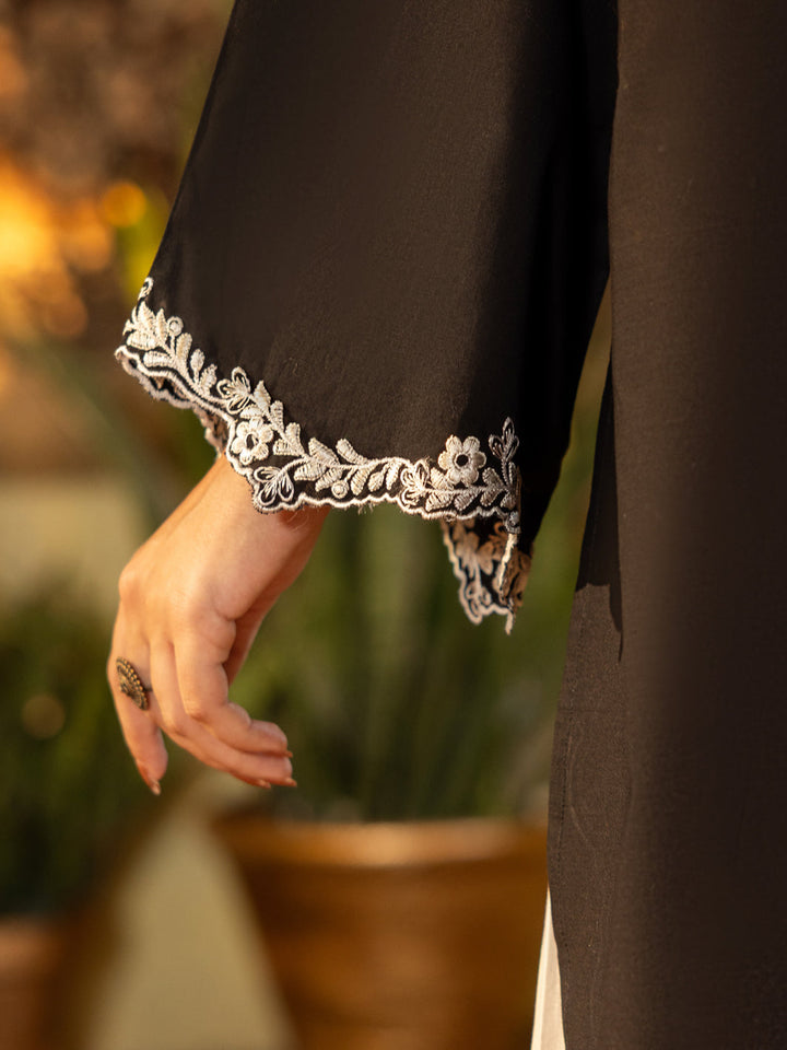 Cotton Black White Stitched Suit - Almirah
