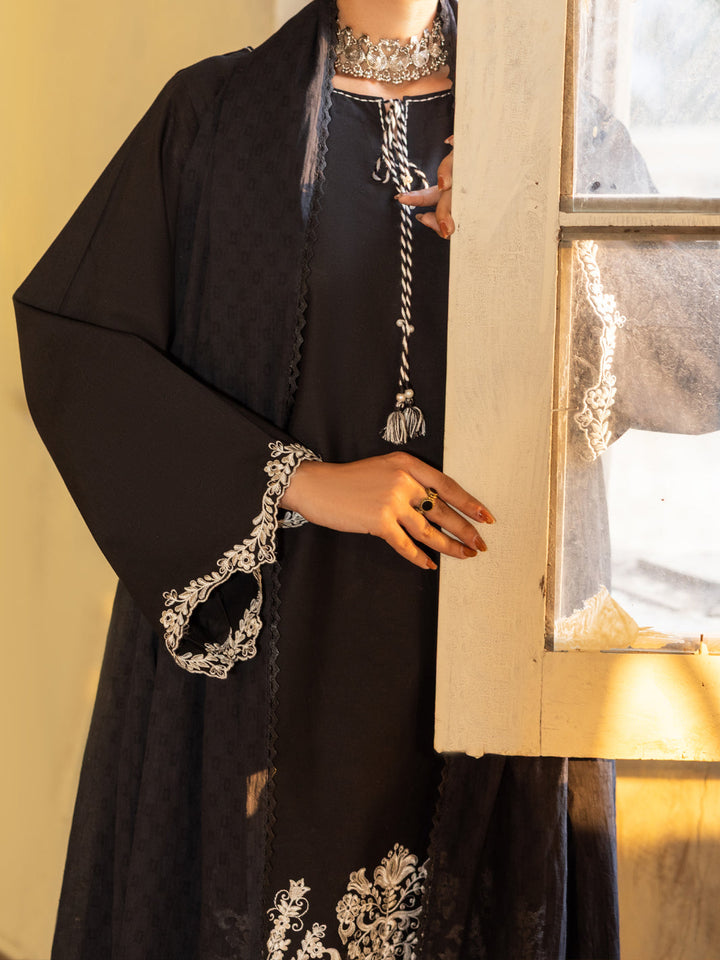 Cotton Black White Stitched Suit - Almirah