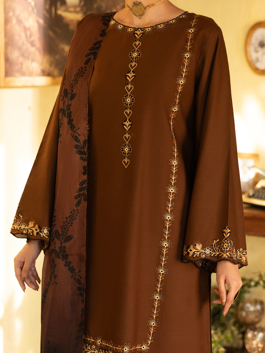 Cotton Brown Stitched Suit - Almirah