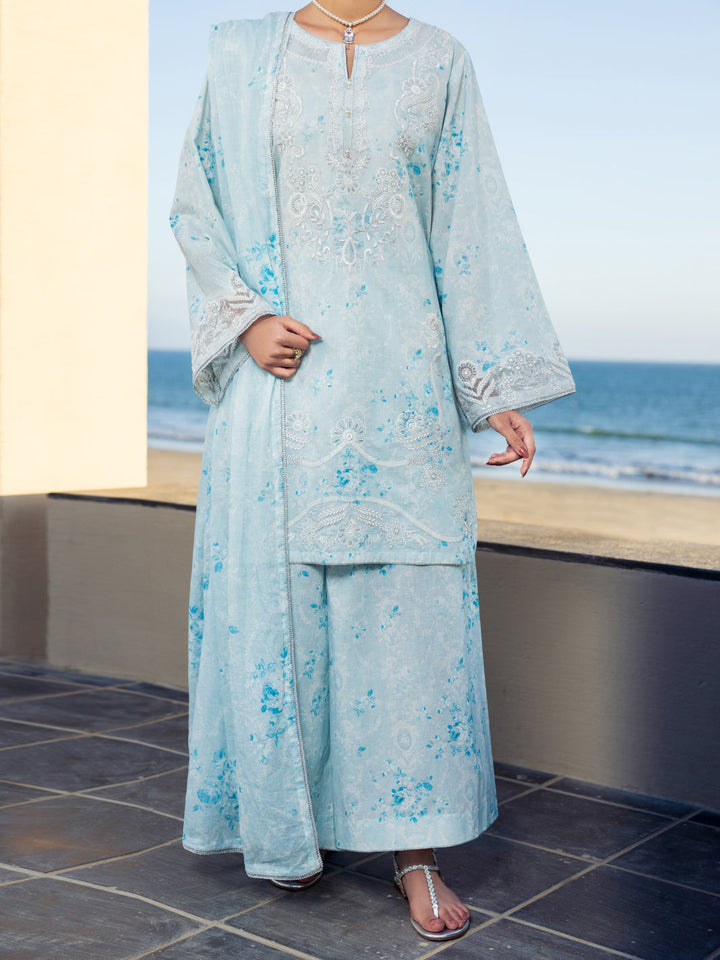 Cotton Sky Blue Stitched Suit - Almirah