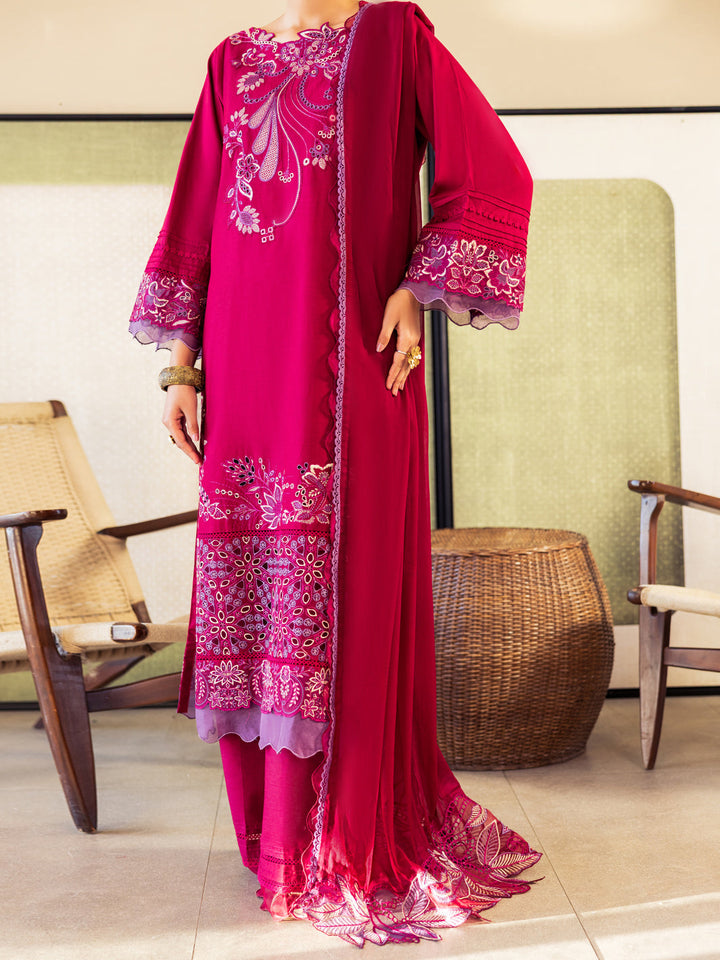 Cotton Fuchsia Unstitched Suit - Almirah
