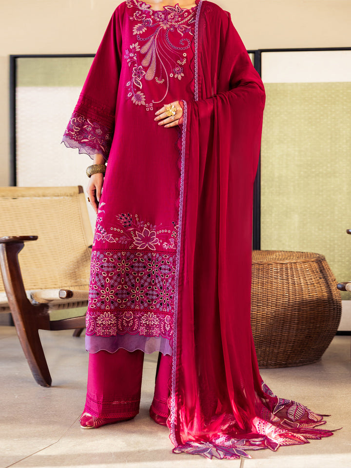 Cotton Fuchsia Unstitched Suit - Almirah