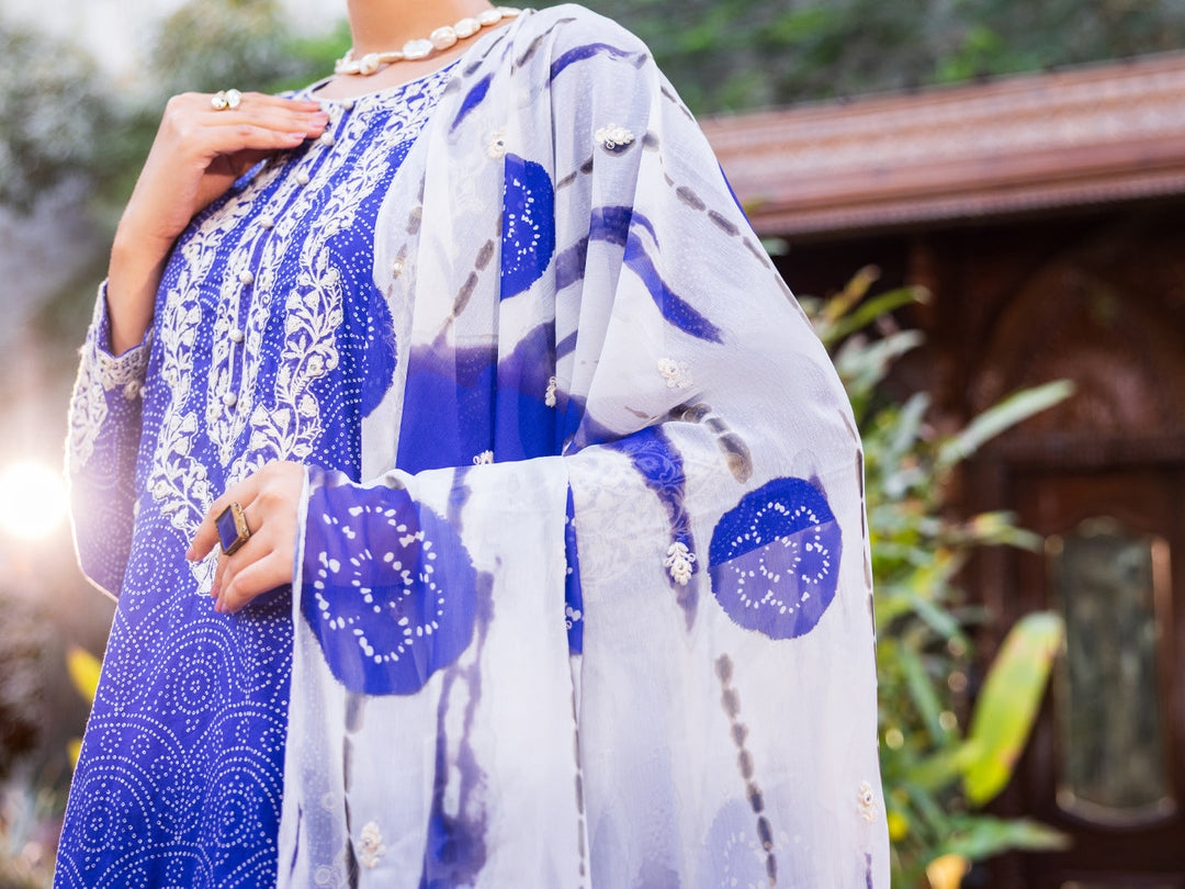 Cotton Blue Stitched Suit - Almirah