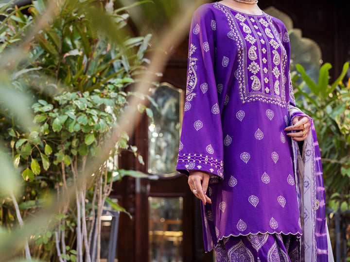Cotton Purple Stitched Suit - Almirah