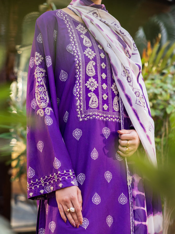 Cotton Purple Stitched Suit - Almirah