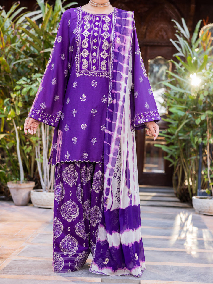 Cotton Purple Stitched Suit - Almirah
