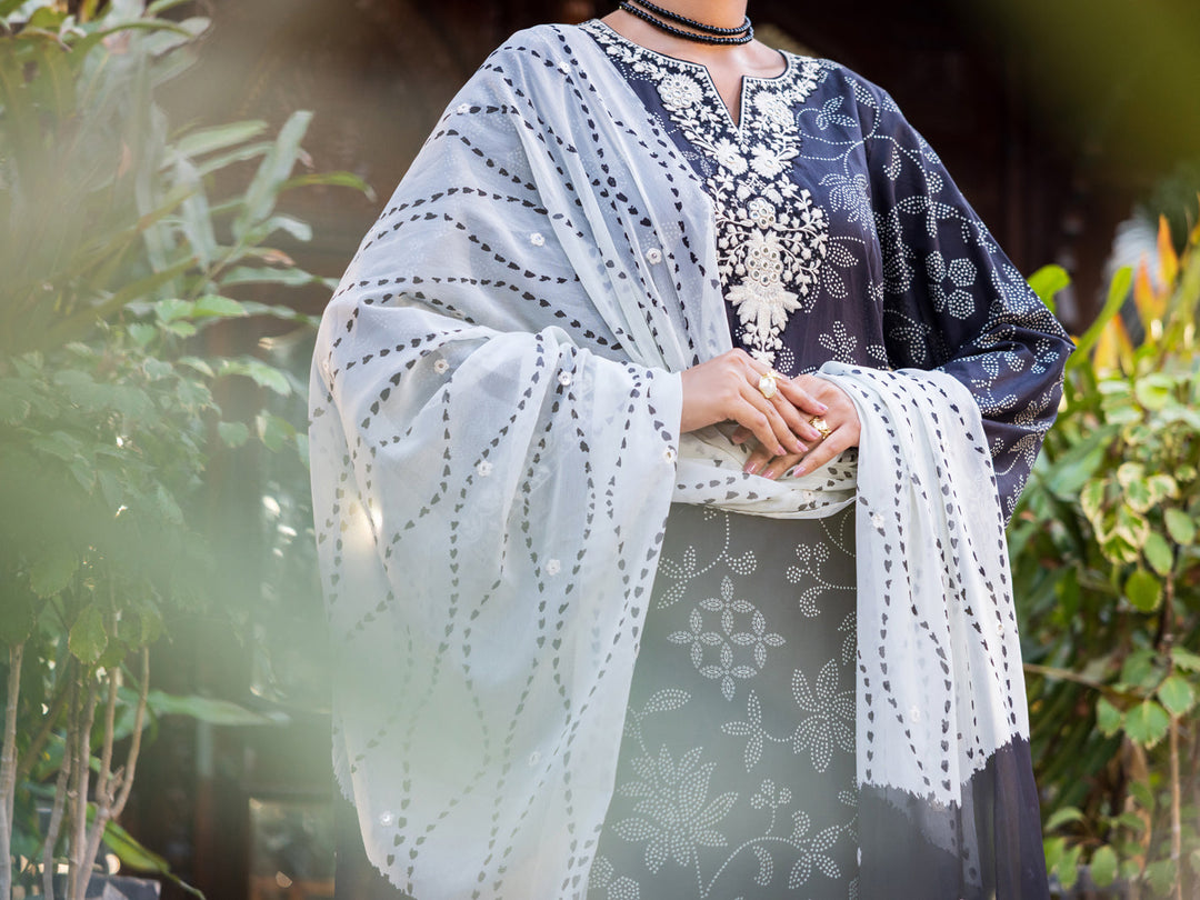 Cotton Black Stitched Suit - Almirah