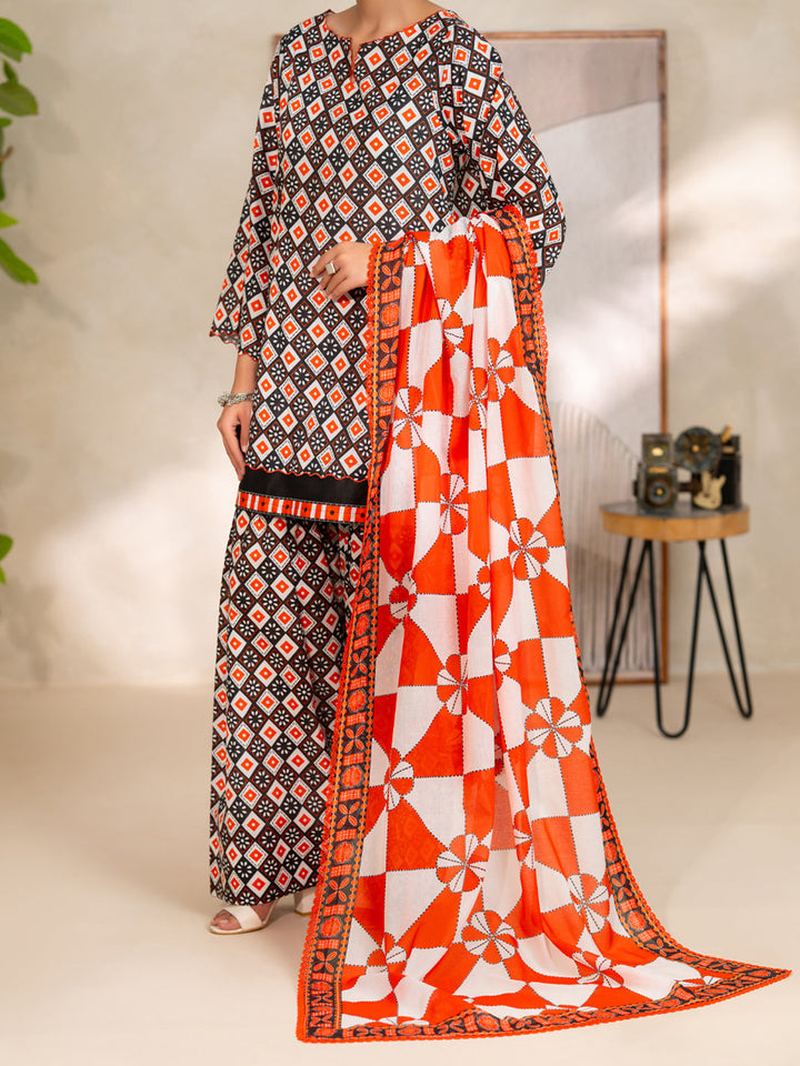 Cotton Black Unstitched Suit - Almirah