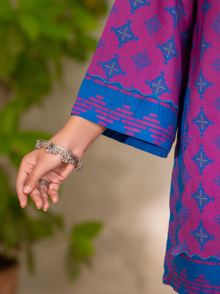 Cotton Purple Unstitched Suit - Almirah