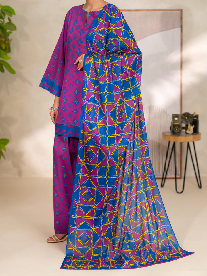 Cotton Purple Unstitched Suit - Almirah
