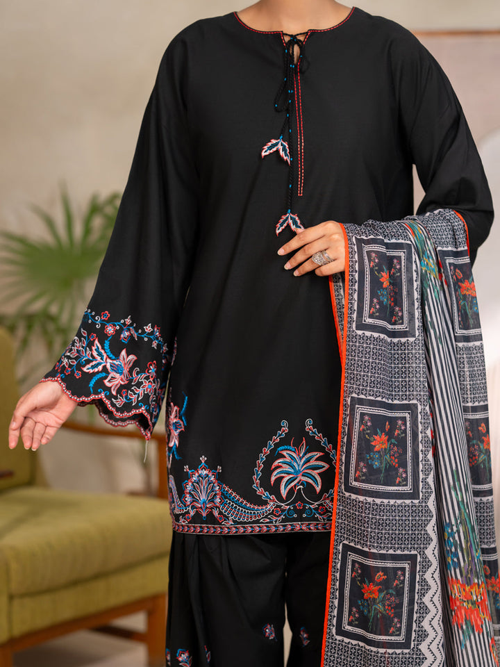 Cotton Black Unstitched Suit - Almirah